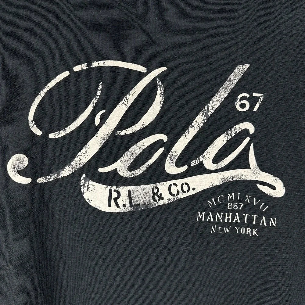 Polo Ralph Lauren T-shirt Men's‎ Large Blue Gray Graphic Manhattan